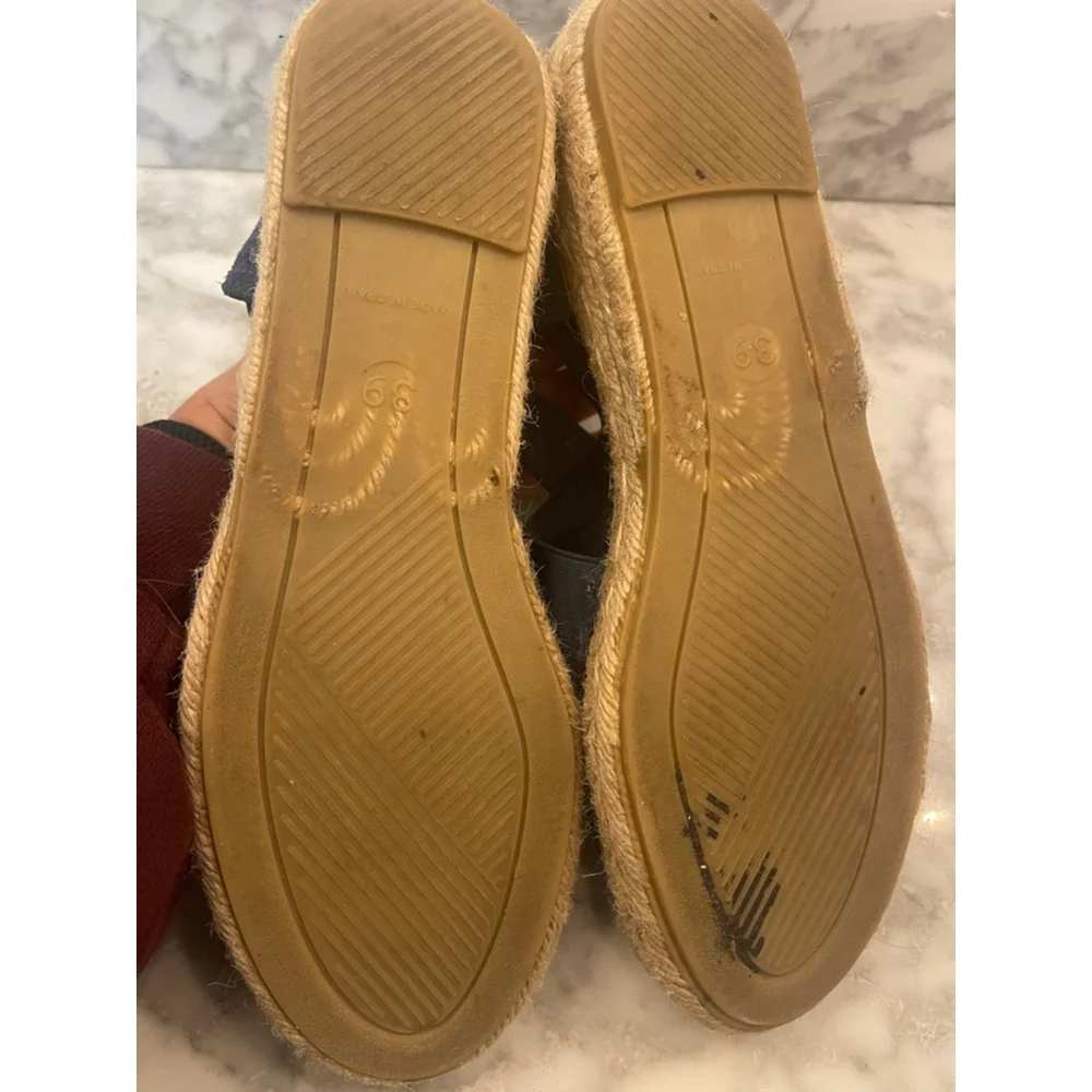 Fabiolas Women’s Navy Suede Espadrilles Size 39 Made in Spain Jute Wedge Sandals